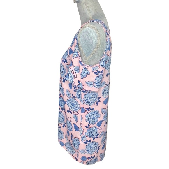 Kut from the Kloth MC Pink and Blue Backless Short Sleeve Blouse size S - Picture 3 of 11